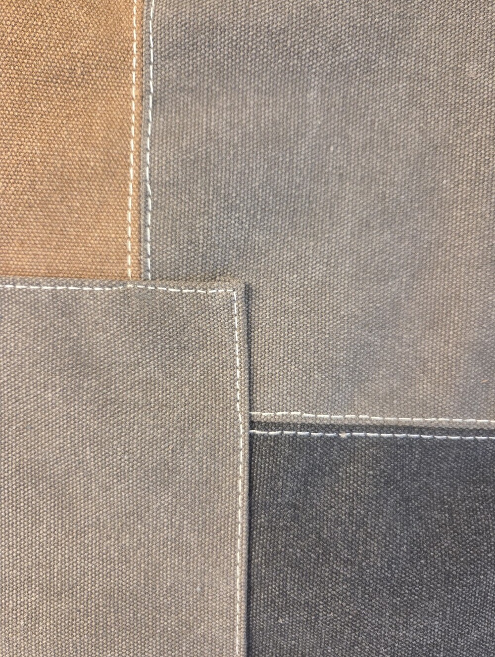 Canvas Patchwork Tote Bag - Brown/Gray - Picture 4 of 9